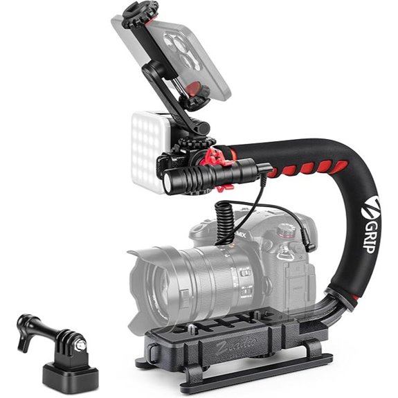 Zeadio Camera Stabilizer with LED Light and Mic