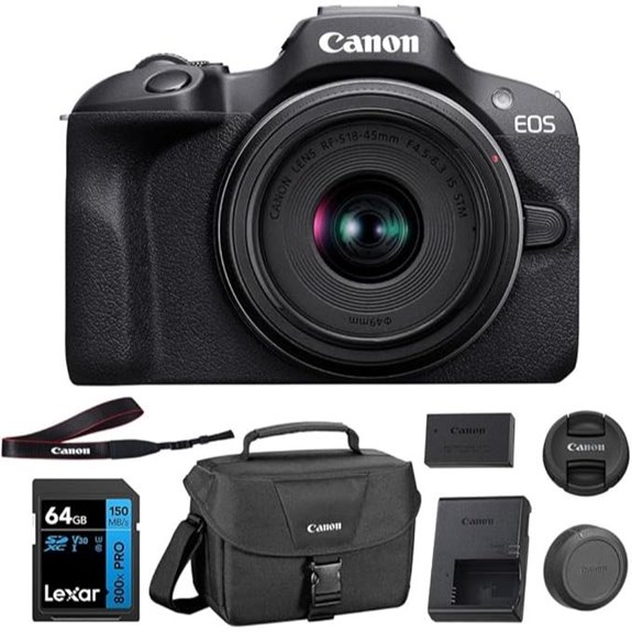 Canon EOS R100 Mirrorless Camera Kit with 64GB Bundle