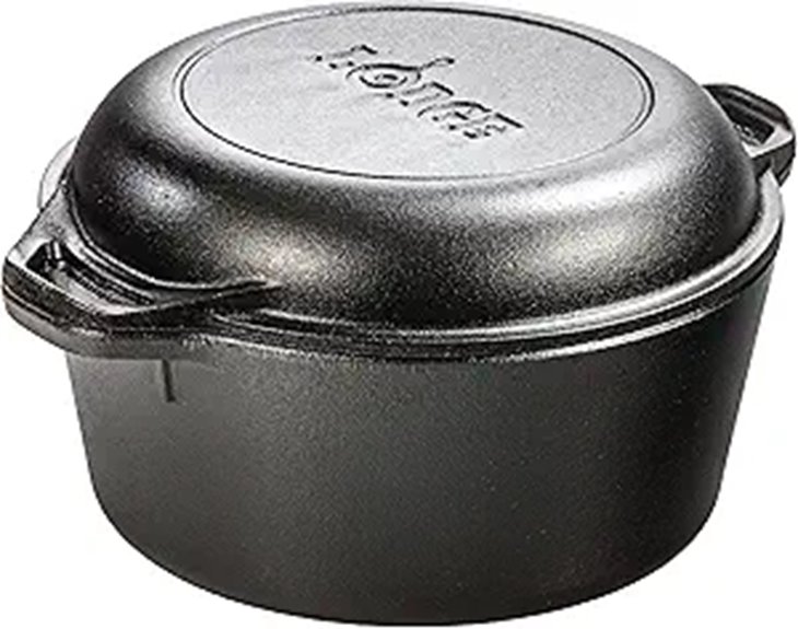 Lodge 5 Quart Cast Iron Double Dutch Oven