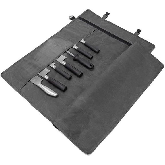 Chef’s Knife Roll Bag with 10 Slots and Zipper Pockets