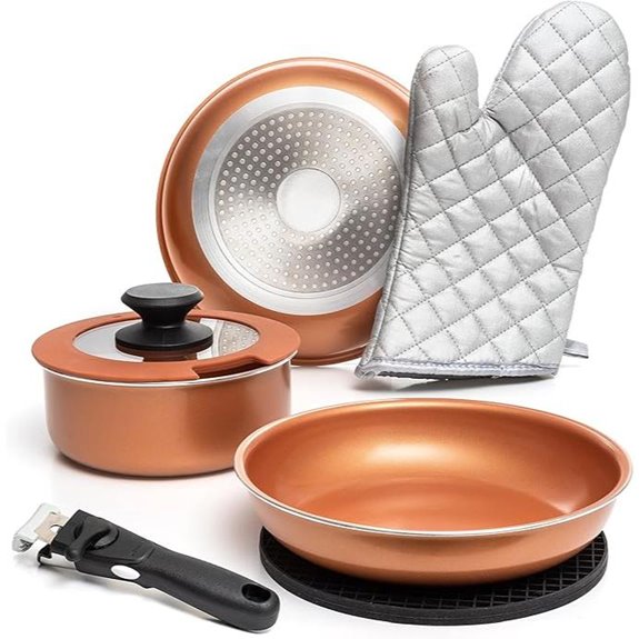 Moss & Stone Copper Nonstick Cookware Set (7 Pieces)