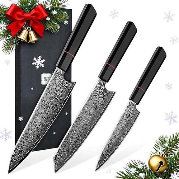 TIVOLI Damascus Knife Set 3PCS Professional Chef Knives