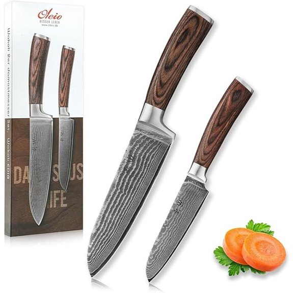Wakoli Damascus Kitchen Knife Set with Pakkawood Handles