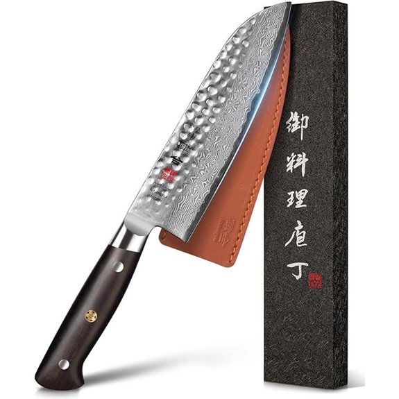 Damascus Santoku Knife 7 Inch with Ebony Handle