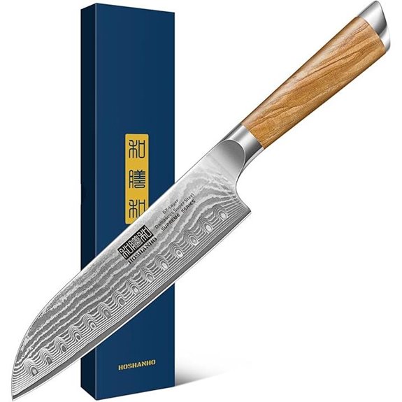 HOSHANHO Damascus Santoku Knife with Olive Wood Handle