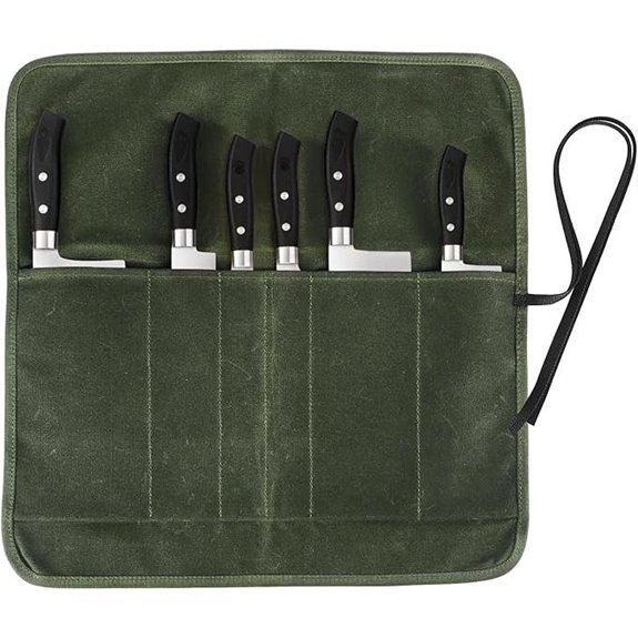 Heavy Duty Waxed Canvas Chef Knife Roll (6 Slots)