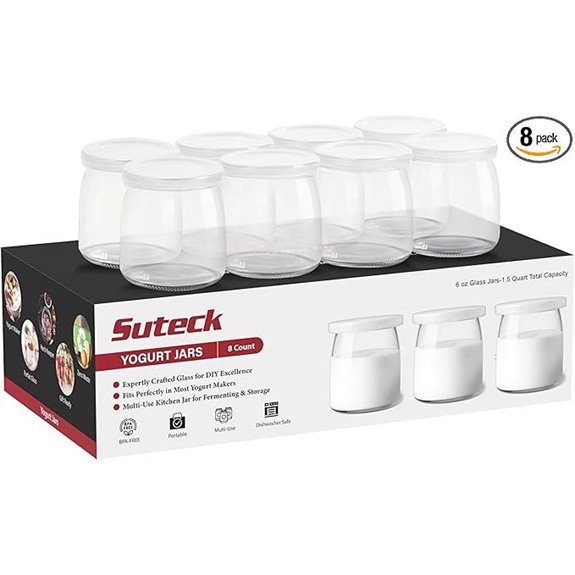 Suteck Yogurt Jars – 8 Pack 6oz Glass Containers