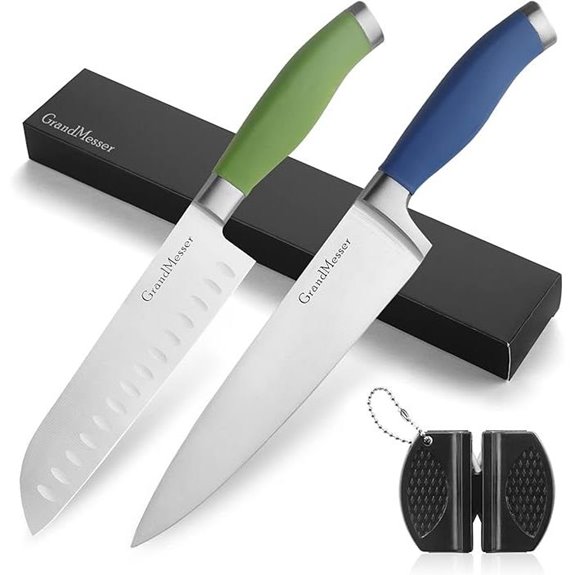 Kitchen Knife Set: 8 Chef & 7 Santoku Sharp Ergonomic