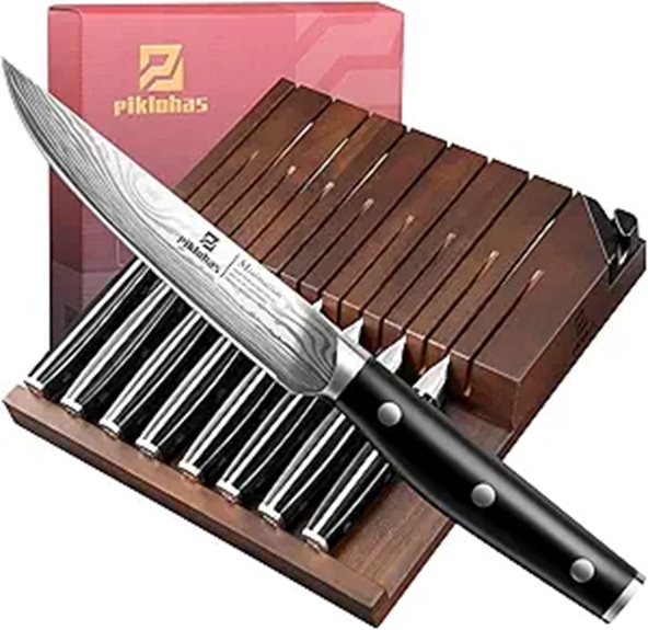 Steak Knives Set of 8 with Sharpener and Organizer