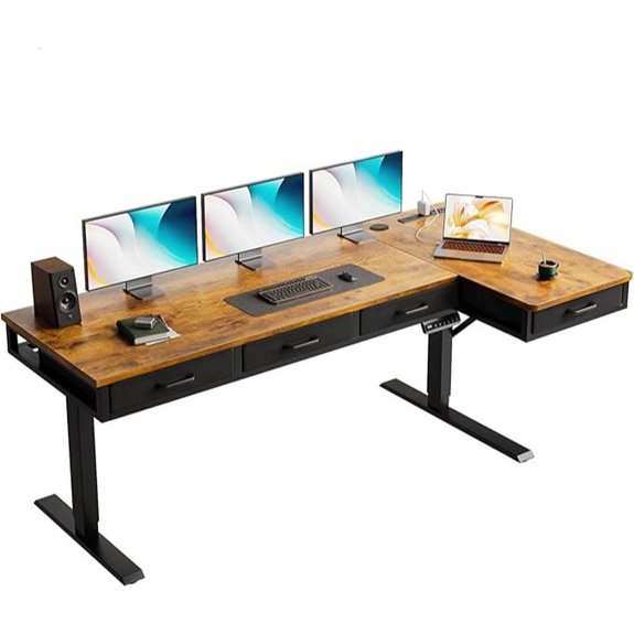 OffiGo 63 Electric L-Shaped Standing Desk with Drawers