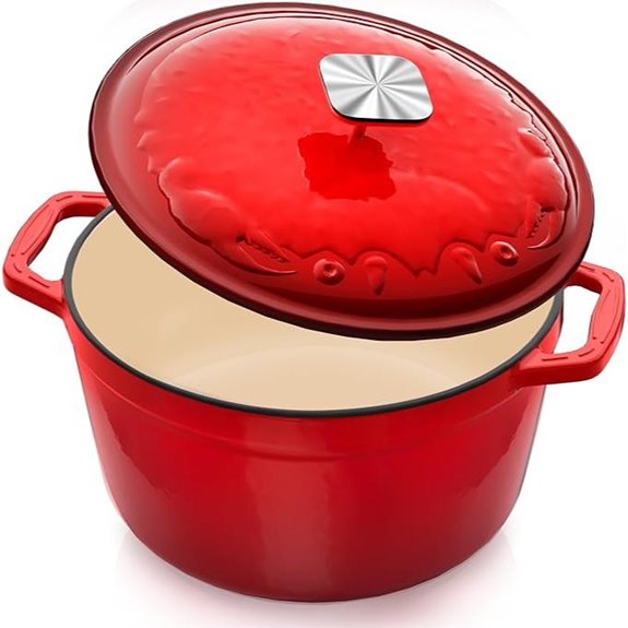 Enamel Cast Iron Dutch Oven with Crab Lid