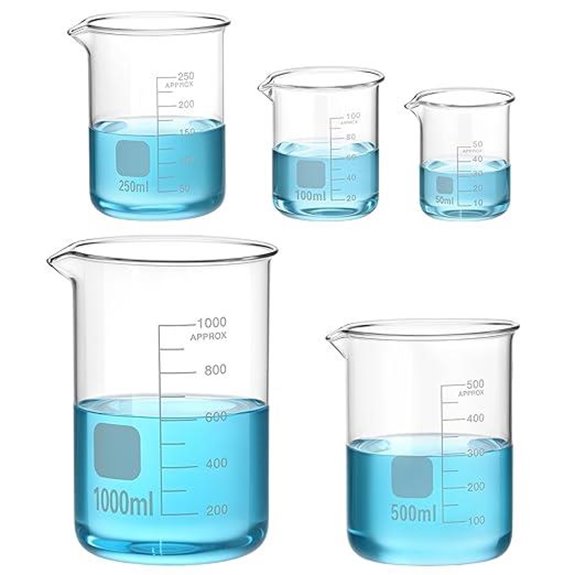 QWORK Borosilicate Glass Beaker Set (5 Pcs)