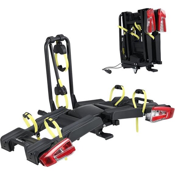 Foldable Hitch Mount E-Bike Rack with Light Ramp Lock