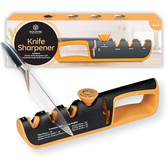 HSQUARE 4-in-1 Manual Knife Sharpener with Guide