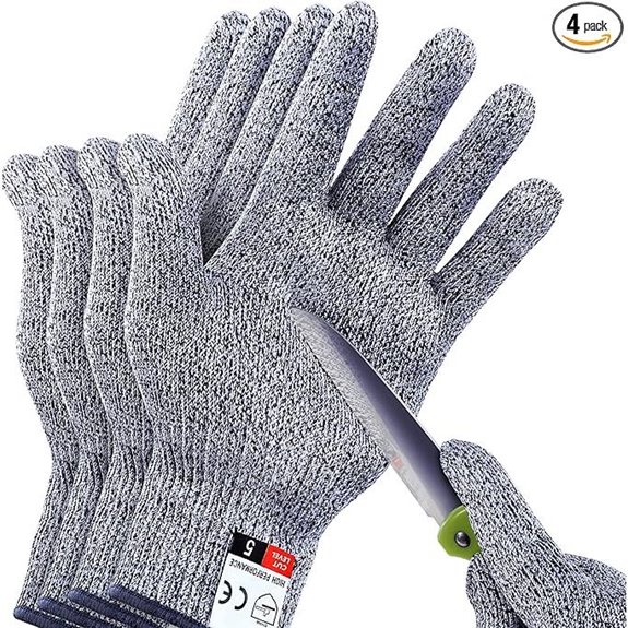 THOMEN 4 Pcs Cut Resistant Gloves Level 5