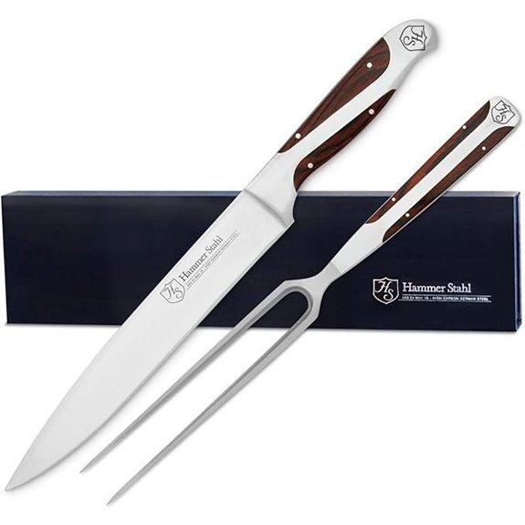 German Forged High Carbon Steel Carving Knife & Fork Set
