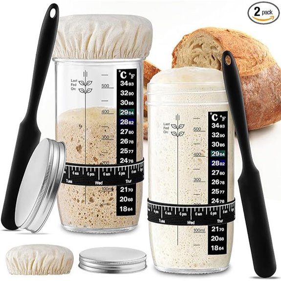 Glass Sourdough Starter Jar 2 Pack with Accessories