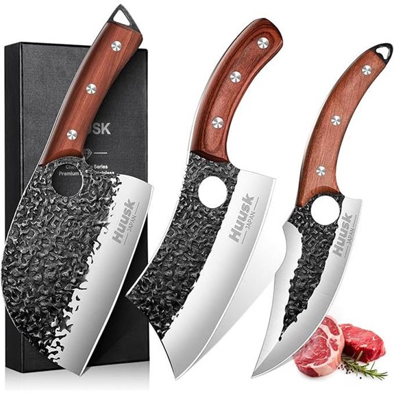 Huusk 3-Piece Hand-Forged Chef Knife Set