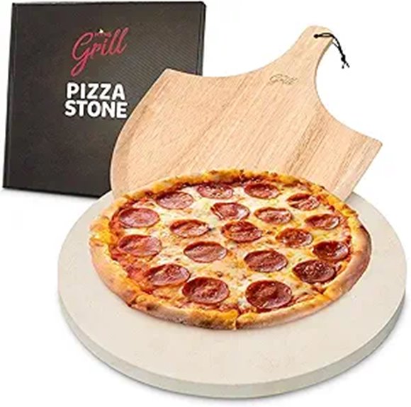 HANS GRILL Circular Pizza Stone with Wooden Peel