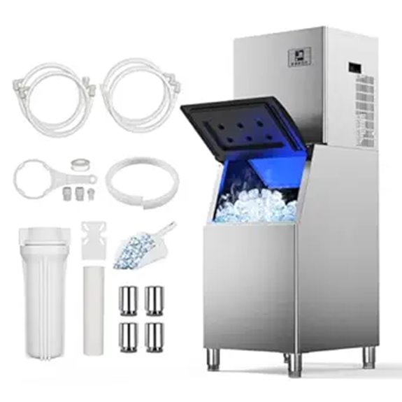Commercial Ice Maker 680Lbs/24H with Storage and Auto-Clean