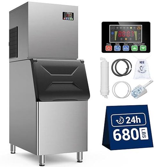 Commercial Ice Maker 680 LBS/24h with Storage Bin