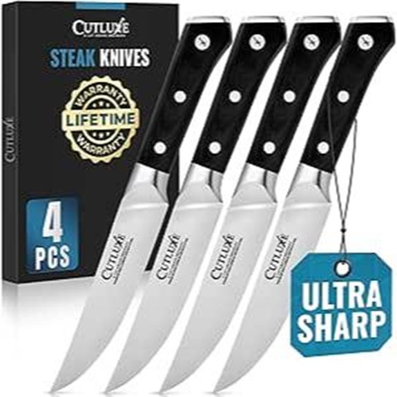 Cutluxe 4-Piece Forged High Carbon Steak Knives