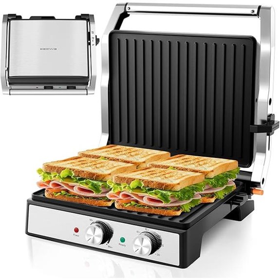 1600W Panini Press with Adjustable Temperature