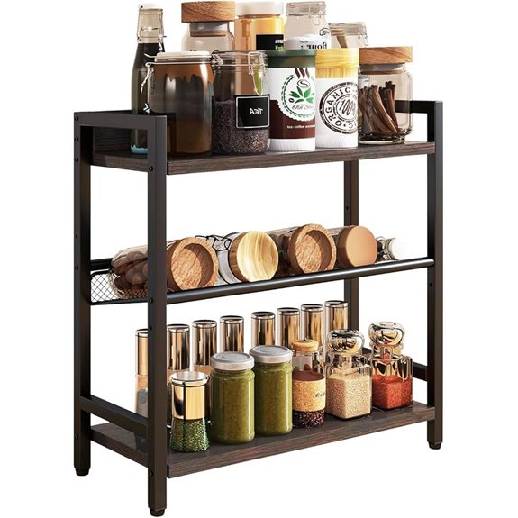 IBUYKE 3-Tier Industrial Spice Rack Organizer