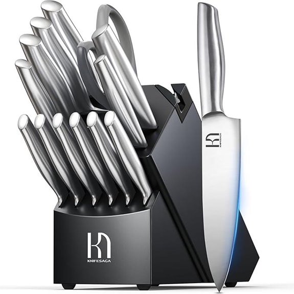 Japanese 14-Piece Knife Block Set with Sharpener