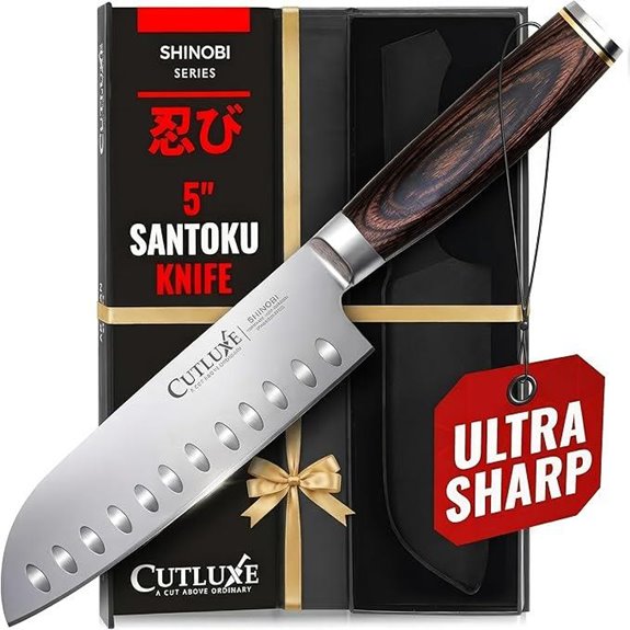 Shinobi 5-Inch Japanese Santoku Knife with Pakkawood