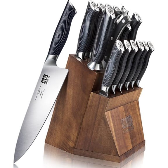 SHAN ZU Kitchen Knife Set with Block and Handle