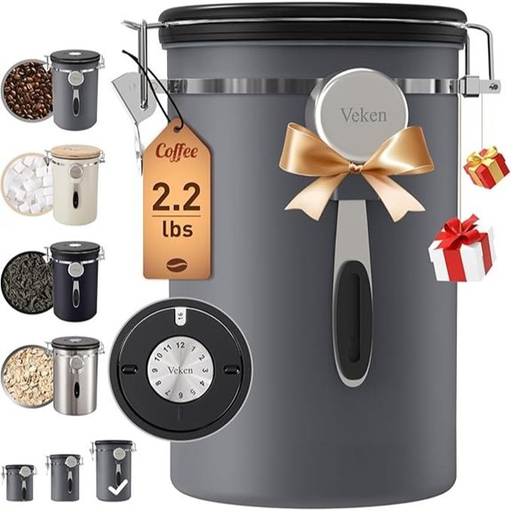 Veken 39oz Airtight Stainless Steel Coffee Canister