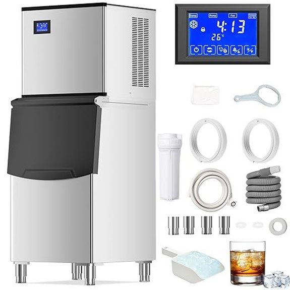 Commercial Ice Maker 570Lbs/24H with Storage Bin