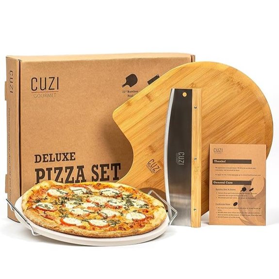 Cuzi Gourmet XL Pizza Stone & Bamboo Peel Set