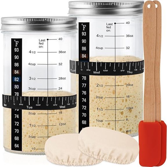 40 Oz Sourdough Starter Kit with Thermometers and Covers