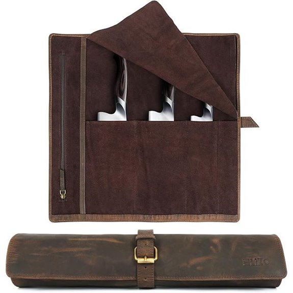 ELIZO Leather Chef Knife Roll Bag with Sheath