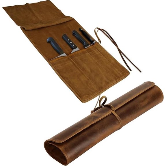 ELIZO Leather Knife Roll Bag with 4 Slots