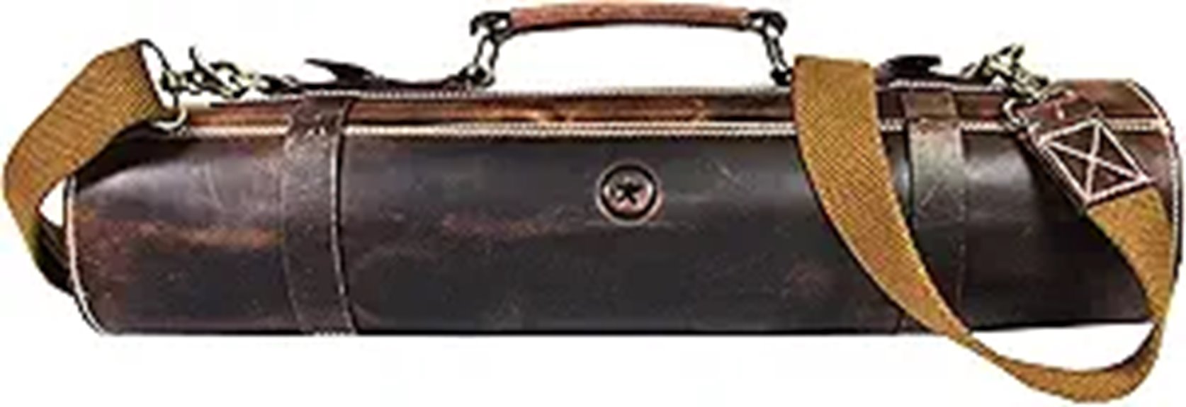 Leather Knife Roll with Pockets & Adjustable Strap