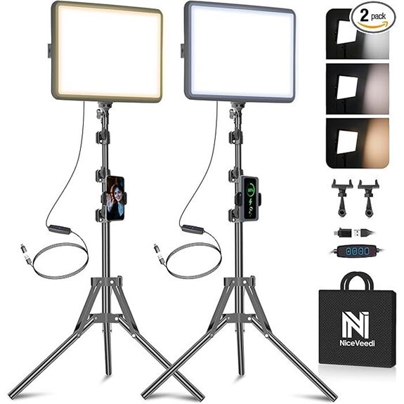 NiceVeedi LED Video Light Kit with Tripod and Phone Holder