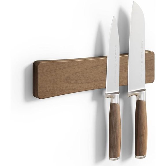 Magnetic Wall Knife Holder 10 Acacia Wood Rack