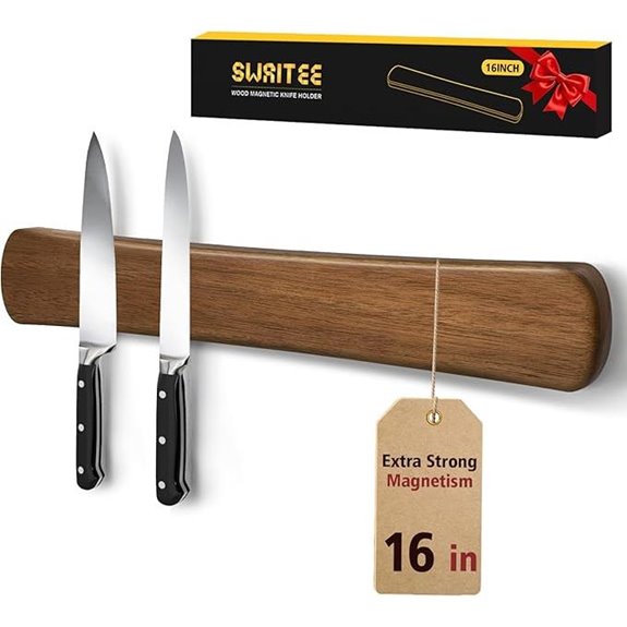 Magnetic Wall Knife Holder with Wooden Strip