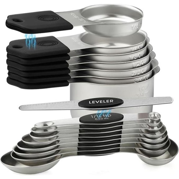 Magnetic Stainless Steel Measuring Cups and Spoons Set
