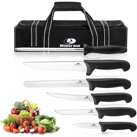 Mossy Oak 6-Piece Kitchen Knife Set with Roll Bag