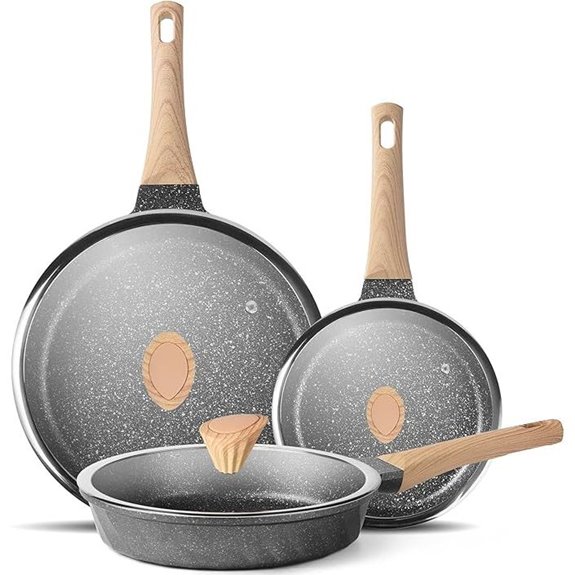 Non-Stick Frying Pan Set with Lids (8 9.5 11)