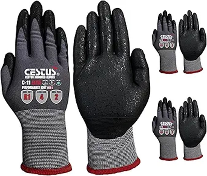 Cestus C11e Nitrile Coated Work Gloves (3 Pairs)