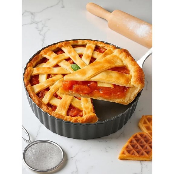 Deep Tart Pan with Pie Server Non-Stick Removable Bottom