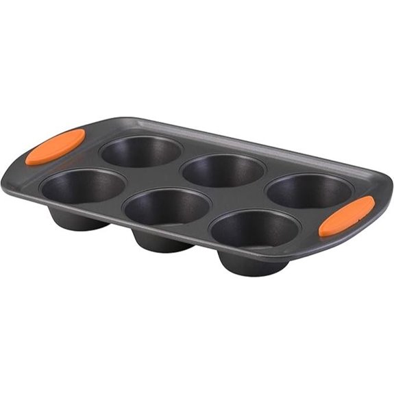 Rachael Ray Nonstick Muffin Pan 6-Cup Gray/Orange