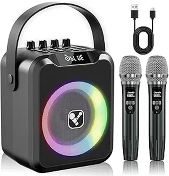 Portable Karaoke Machine with Microphones and Voice Changer