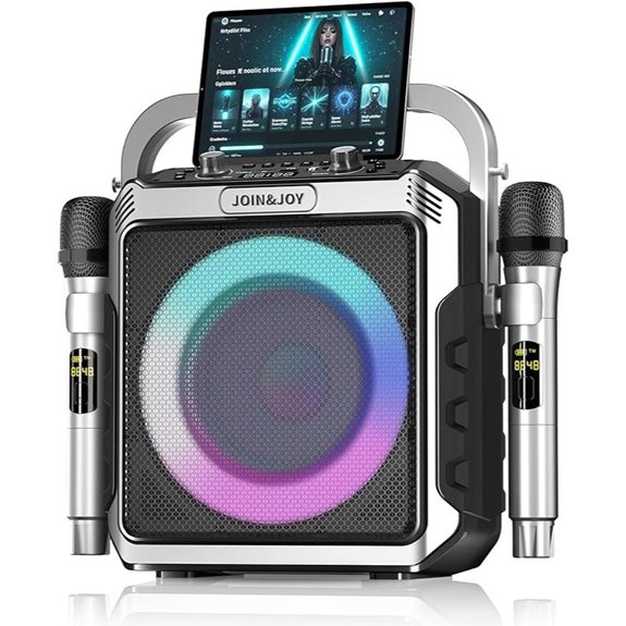 Portable Karaoke Machine with Microphones and LED Lights