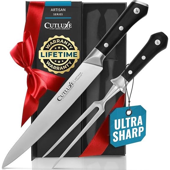 Cutluxe Carving Knife Set with Fork and Steel